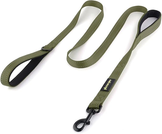 Plutus Pet Double Handle Dog Leash 4ft, Heavy Duty, Reflective Dual Handle Dog Leash for Safety Training, for Medium Large Dogs,2 Handle Leads, Ranger Green