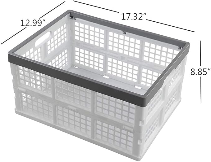 Waikhomes 30 L Foldable Crate Basket, Set of 3 Plastic Stackable Box for Storage (White)