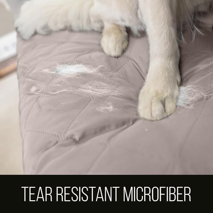 Sofa Shield Couch Slip Covers for Dogs, Reversible Furniture Protector with Strap, Stain and Tear Resistant Cushion Cover, 88 inch Seat, Machine Washable Slipcover Pets, Cats, Light Taupe