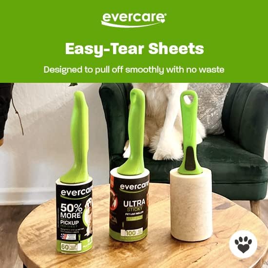 Evercare Ultra Sticky Pet Lint Roller Value Pack with 2 Lint Rollers and 3 Refill Rolls, 60 Sheets Each