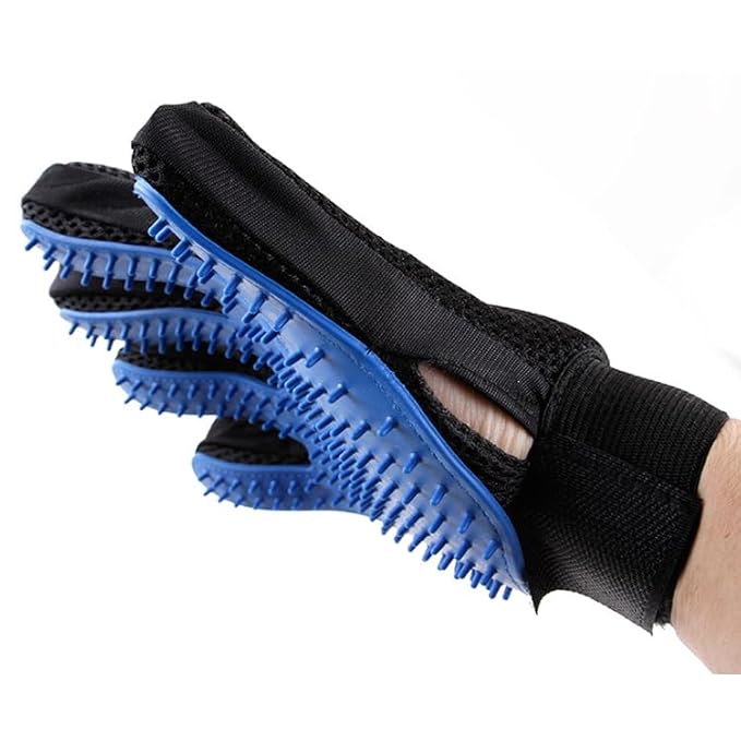 Efficient Pet Grooming Glove - Gentle Shedding Brush for Dogs, Cats, Horses, & more with Long & Short Hair - 1 Pair (Pink)