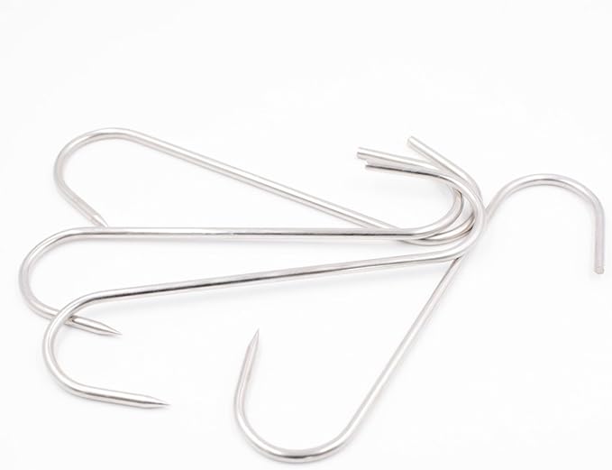 Meat Hooks 6 Inch 4mm S-Hook Stainless Steel Meat Processing Butcher Hook Pot Hooks (6 Inch)