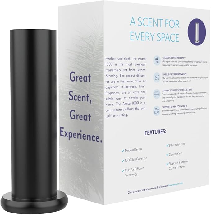 Levona Scent Waterless Diffuser: Scent Air Machine for Home - Smart Diffuser for Essential Oils - Essential Oil Plug in Diffuser for Hotel Room - Matte Black (120ml Oil Included)