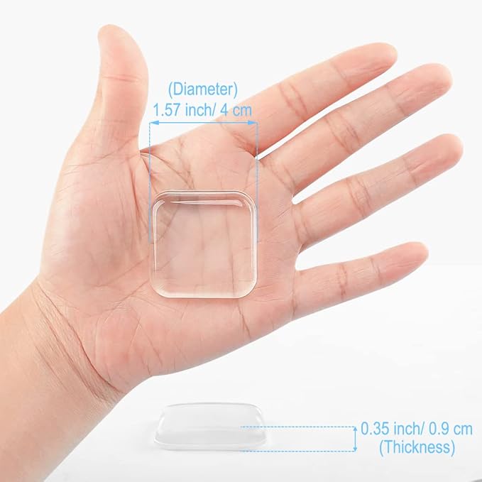 12 PCS Door Stopper Wall Protector, Transparent Square Door Knob Wall Shield, Soft Rubber Door Handle Bumper with Strong Self Adhesive (4CM/Square, Clear)