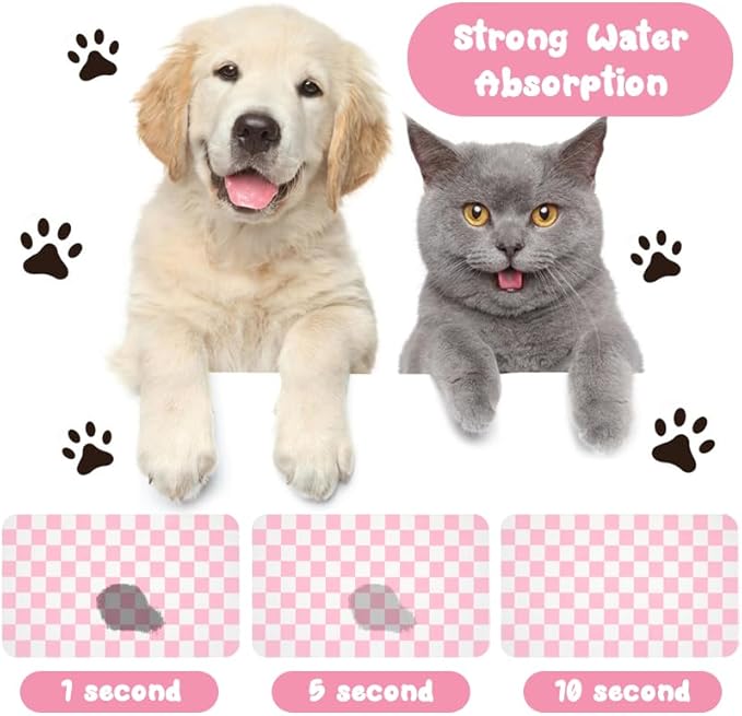 Dog Food Mats for Floors Waterproof, Pet Water Bowl Mats Pet Feeding Absorbent Placemats Plaid 12 * 20 inch