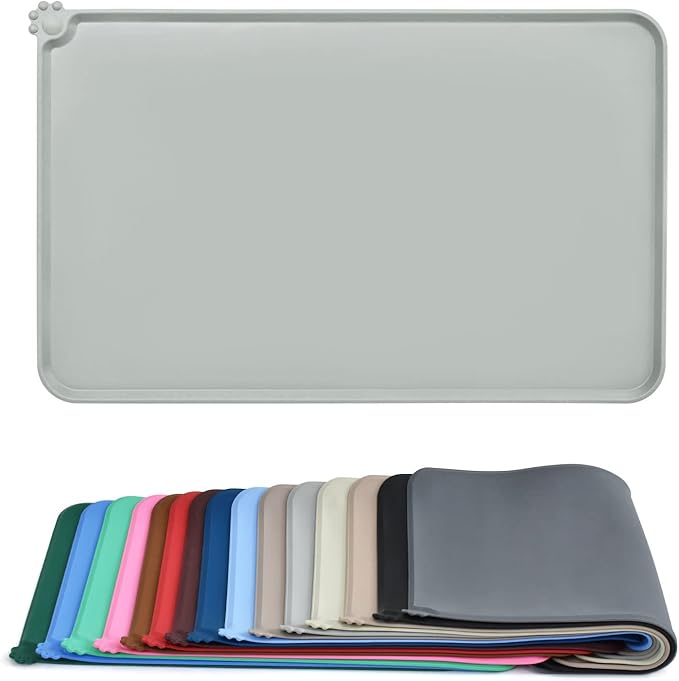 AUDWUD Silicone Waterproof Pet Feeding Mats,Anti Slip Bowl Pad, Dog Mat for Food and Water