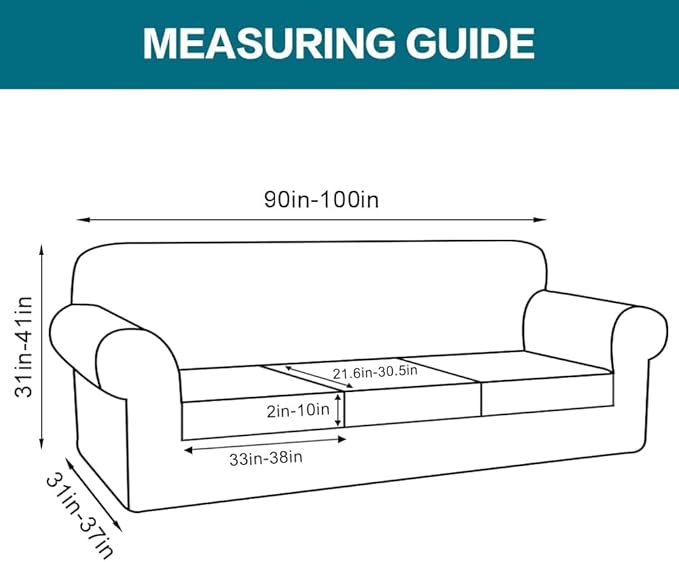 Turquoize 4 Piece Sofa Covers for 3 Cushion Couch Sofa Slipcover Soft Couch Cover for Dogs Washable Furniture Cover with 3 Individual Large Cushion Covers Feature Fabric (Large Sofa, Rust)