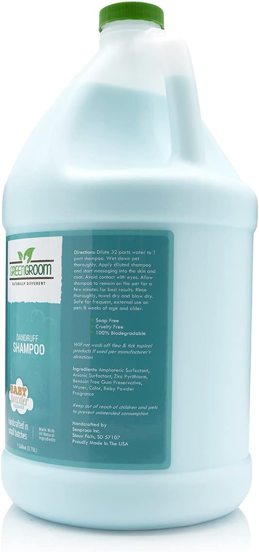 Green Groom Dandruff Dog Shampoo, 1 Gallon - All Natural Ingredients, Eliminates Dandruff and Reduces Flaking, Moisturizes The Skin and Coat, Provides Dry Skin Relief
