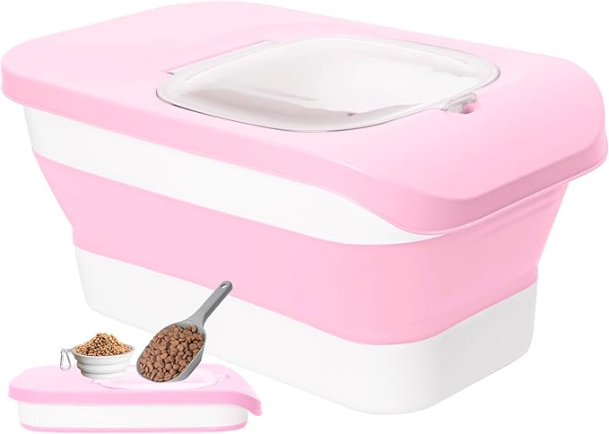 DDMOMMY 10-13 Lbs Dog Food Container, Collapsible Pet Food Storage Containers with Airtight Lid, Pet Food Scoop and Silicone Dog Bowl, Dog Food Storage Container Dry Food for Dog, Cat