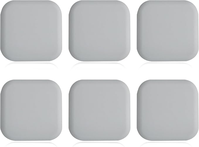 6 Pcs Square Door Stoppers Wall Protectors, Self Adhesive Door Stopper Silicone Bumper, Wall Guards Behind Door Handle Protector for Shower Bedroom Door Knob (Grey)