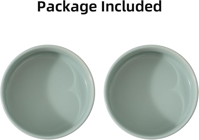 Havniva Ceramic 5.1inch Set of 2 Dog and Cat Bowls, 2pcs Anti-Slip Food and Water Feeder Dishes for Puppies, Kitties, Cats(2 Bowls, Light Green)