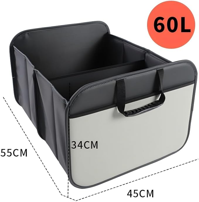 Car Trunk Organizer with, Collapsible Car Trunk Storage Organizer, Car Organizer and Storage for SUV, Truck, Sedan (grey) 21.7x17.7x13.4 Inches