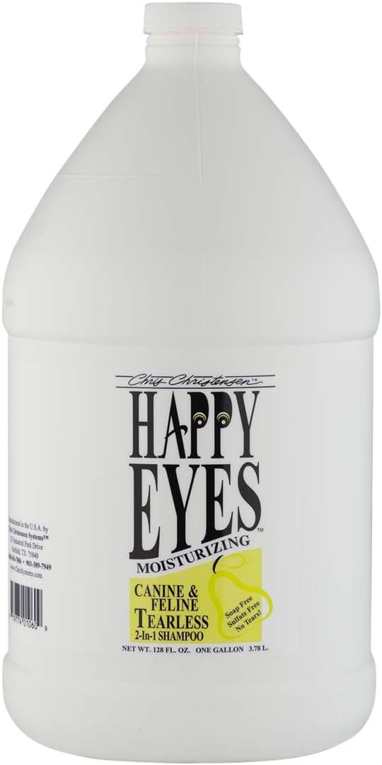 Chris Christensen Happy Eyes Ultra Concentrated Tearless Dog Shampoo, Makes up to 5 Bottles, Groom Like a Professional, Hypo-Allergenic, Sulfate Free, No Tears, All Coat Types, Made in USA (Gallon)