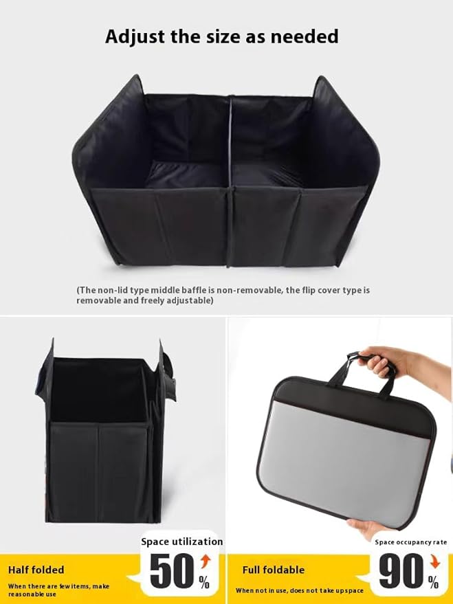 Car Trunk Organizer with, Collapsible Car Trunk Storage Organizer, Car Organizer and Storage for SUV, Truck, Sedan (grey) 21.7x17.7x13.4 Inches