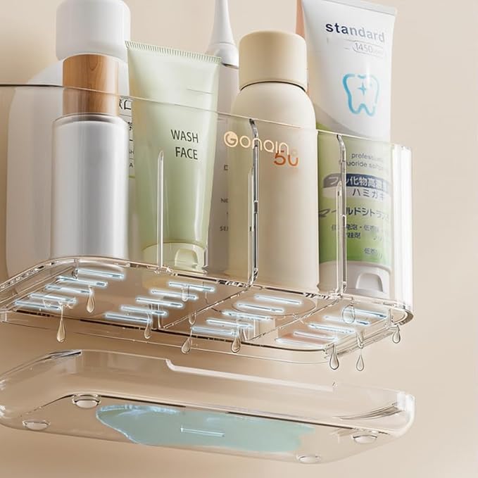 Toothbrush Holder for Bathroom Wall Mounted, 5 Slots Acrylic Toothbrush and Toothpaste Organizer Removable Dividers, Large Capacity Electric Toothbrush Holder for Family Bathroom Accessories, Clear