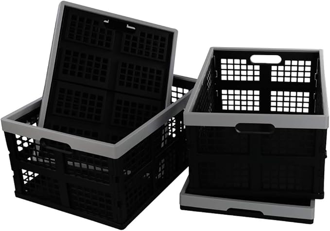 Doryh 34-Liter Collapsible Storage Crates/Stackable Storage Container Basket, Set of 4