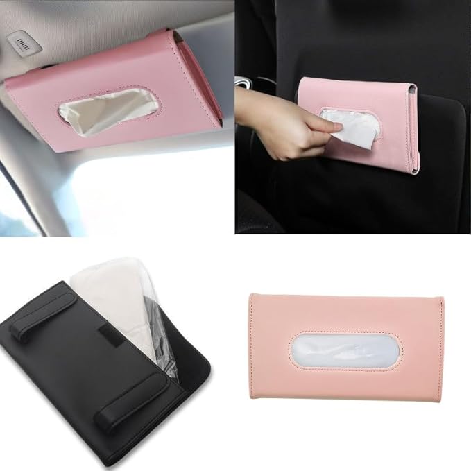 YVPSI Car Tissue Holder Sun Visor Napkin Holder with Tissue Refill Car Mask Holder PU Leather Tissue Box Tissue Box Holder Hanging Tissue Holder Mask Dispenser for Car