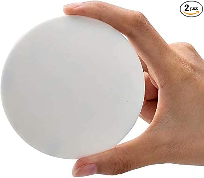 Door Knob Wall Shield, Large White Round Soft Door Stopper Wall Protector,Self Adhesive Door Handle Bumper 2 PCS (Large Round Style 3.54", White)