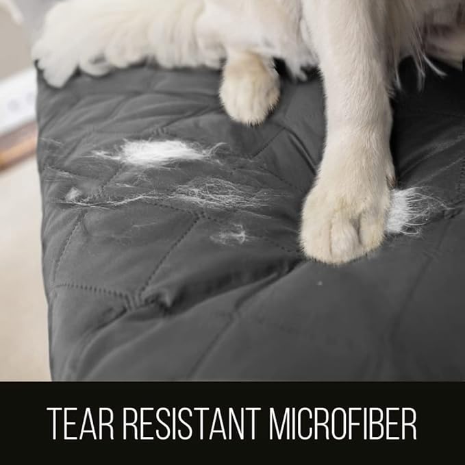 Sofa Shield Couch Slip Cover with Patented Strap, Cushion Protector, US Designed Reversible Stain and Dog Tear Resistant Slipcover, 78 inch Seat, Washable Covers for Dogs Pets Kids, Charcoal