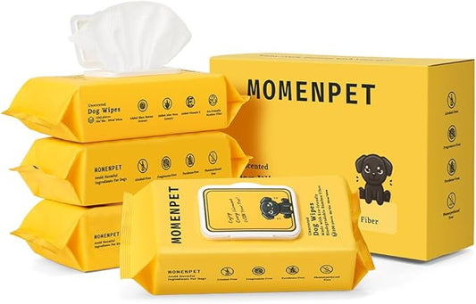 MOMENPET 3-in-1 Pet Wipes for Dogs & Cats, Cleaning, Hydrating, Grooming Wipes for Paws, Body, Eyes, Ears and Butt, Unscented, 400 Count