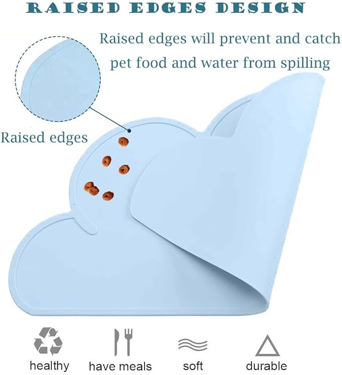 JiangYanus Dog Food Mat, Waterproof Dog Bowl Mat, Silicone Pet Feeding Mat for Food and Water Bowls, Nonslip Cats and Dogs Food Placemat Tray, Raised Edges to Prevent Water Spills on Floors