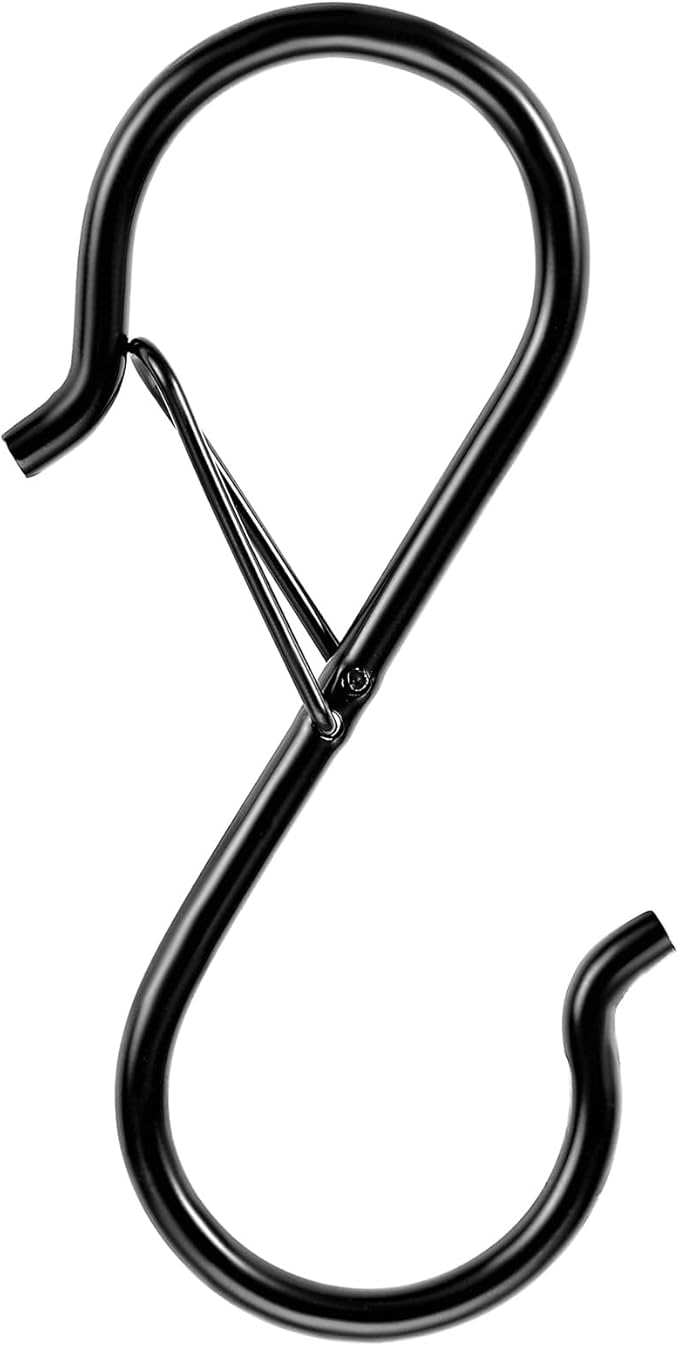 VEVOR S Hooks 36 Pack, 39.68 LBS Capacity for Bars up to 0.85 Inch, S Shaped Hooks with Safety Buckle, Heavy Duty Metal Hangers for Plants, Jeans, Clothes in Garden, Closet, Kitchen, Bedroom, Black