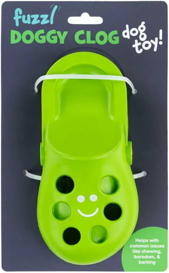 Clog Large Treat Toy for Dogs Puzzle Enrichment Shoe – Natural Rubber Chew Toy – Durable, Interactive Cognitive Feeder – Eco-Friendly, Non-Toxic & Dishwasher Safe – Green