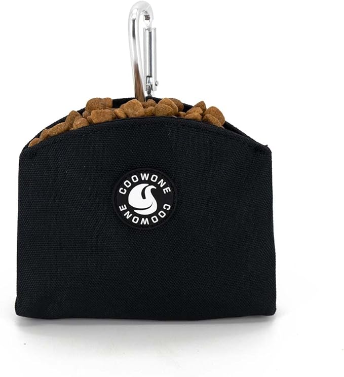 COOWONE Dog Treat Pouch Magnetic Closure Small Dog Training Treat Pouch Pocket Sized Small Dog Treat Pouch with Clip (Black)