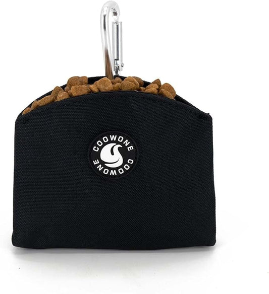 COOWONE Dog Treat Pouch Magnetic Closure Small Dog Training Treat Pouch Pocket Sized Small Dog Treat Pouch with Clip (Black)