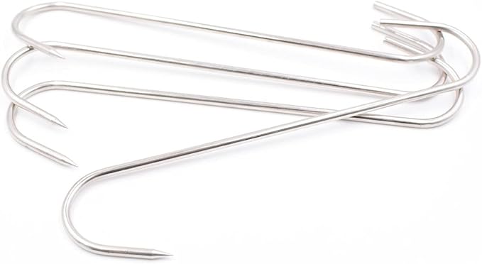 8 Inch 4mm Meat Hooks S-Hook Stainless Steel Meat Processing Butcher Hook Pot Hooks (8 Inch)