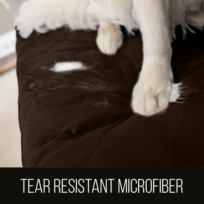 Sofa Shield Couch Slip Covers for Dogs, Reversible Furniture Protector with Strap, Stain and Tear Resistant Cushion Cover, 88 inch Seat, Machine Washable Slipcover Pets, Cats, Chocolate Beige