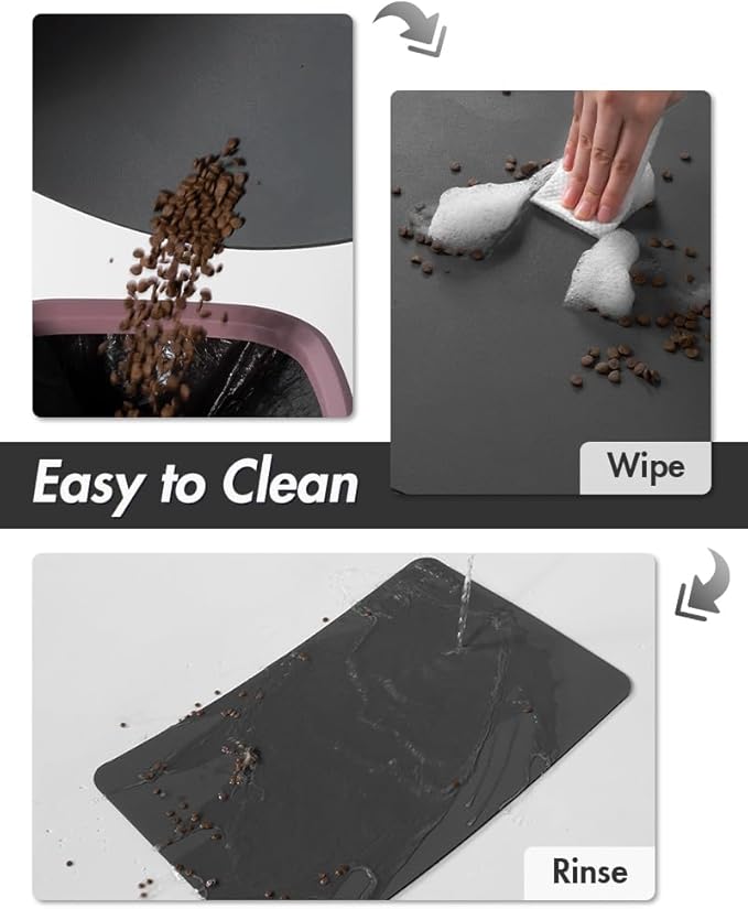 MontVoo-Absorbent Pet Feeding Mat-No Stains Pet Mat for Food and Water Bowl-Quick Dry Cat & Dog Food Mat Water Dispenser Mat-Pet Supplies Mat-Dog Water Bowl Mat for Messy Drinker,（Darkgrey,23"x34"）