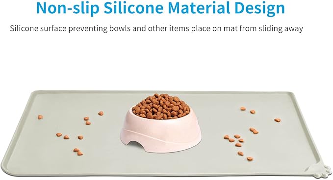AUDWUD Silicone Waterproof Pet Feeding Mats,Anti Slip Bowl Pad, Dog Mat for Food and Water