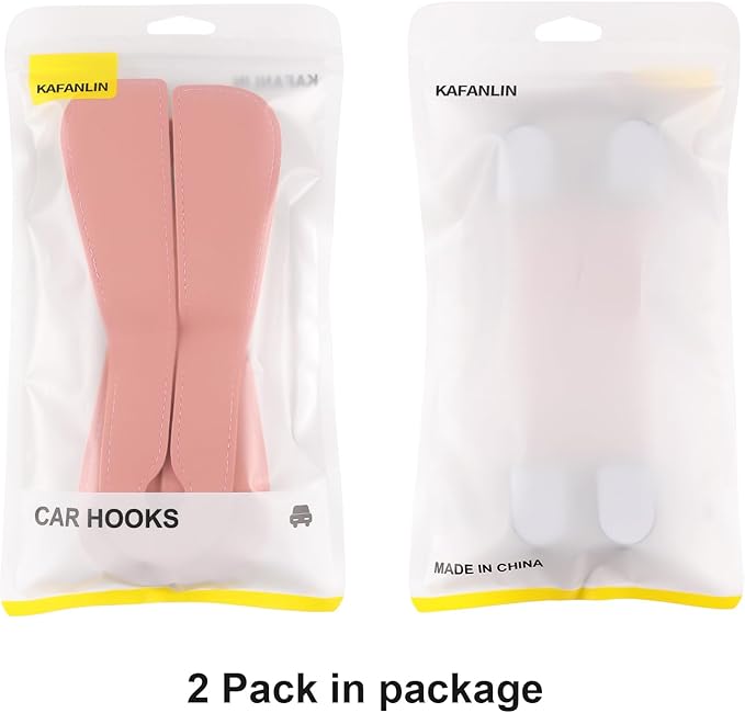 2 Pack KAFANLIN Car Headrest Hooks for Purses and Bags Cute Leather Car Seat Back Head Rest Double Hooks for Bags Cute Pink Beige Car Accessories Headrest Back Seat Handbags Hook (Gray 2 Pack)