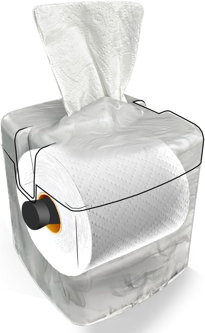 Tissuecaddy Life Hack Toilet Paper Dispenser - Money Saver Alternative to Tissue Box and Tissue Box Holder | Home, Bathroom, and More - White Marble
