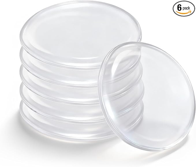 Probrico Clear Silicone Door Stoppers, 2" Round Self-Adhesive Wall Protector 6 Packs, Transparent Bumper for Wall/Cabinet Door Protecting, Soft Silicone Crash Pads-Quiet Door Opening