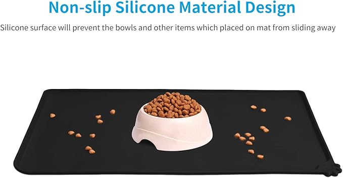 AUDWUD Silicone Waterproof Pet Feeding Mats,Anti Slip Bowl Pad, Dog Mat for Food and Water