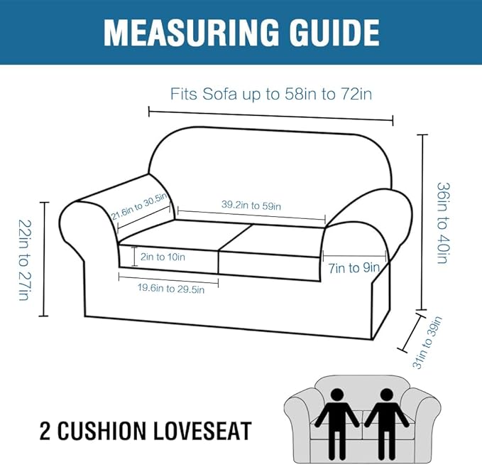 H.VERSAILTEX Real Velvet Plush 3 Piece Stretch Sofa Covers Couch Covers for 2 Cushion Couch Loveseat Covers Width Up to 72 Inch Feature Thick Soft Stay in Place (Medium Sofa, Navy)