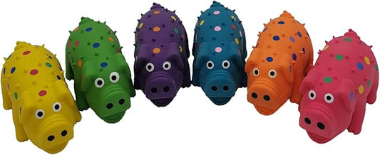 Hoiasem 6 Pack 4 Inch Mini Latex Dog Squeaky Toys Polka Dot Piglet Pig Dog Toy for Mimi Small Dogs