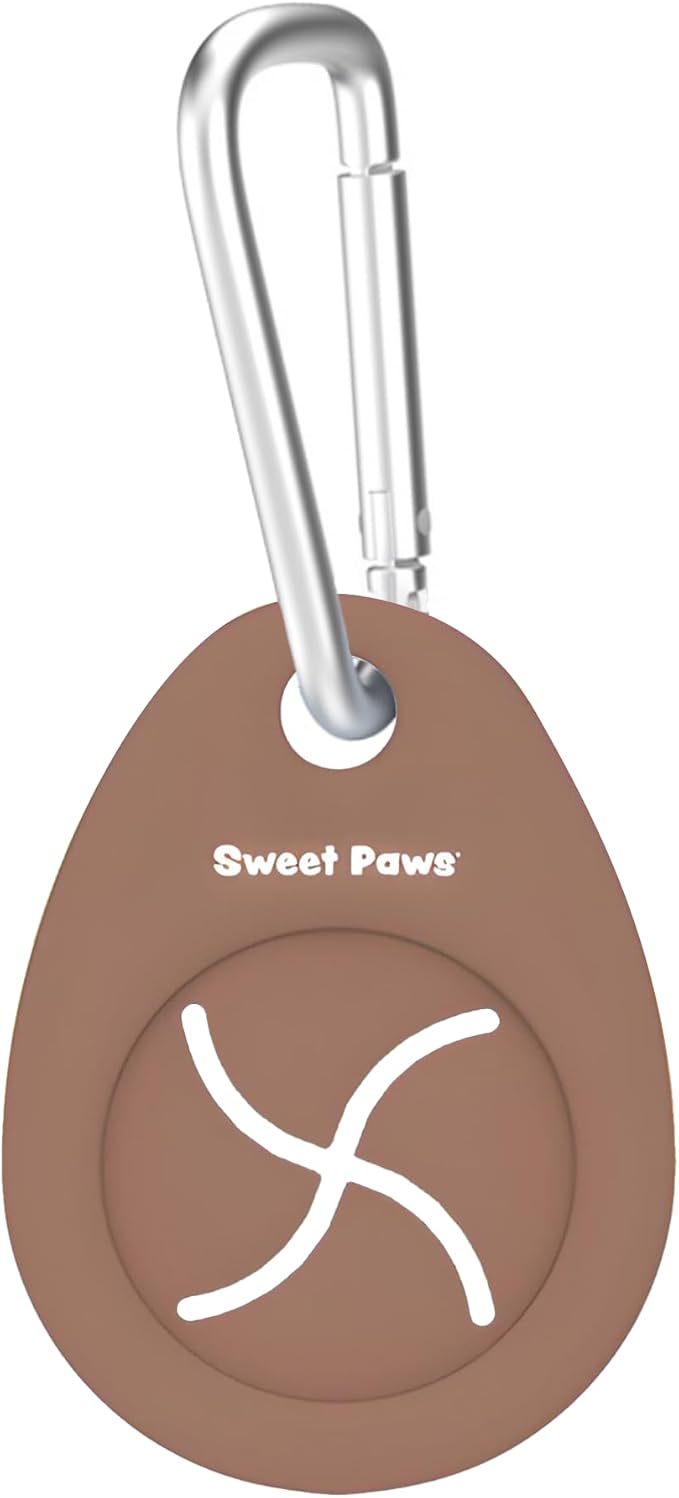 Dog Poop Bag Holder Charm for Hands-Free Carry of Used Poop Bag, Durable Eco-Friendly Silicone Dog Walking Accessory with Carabiner Clip - Mocha