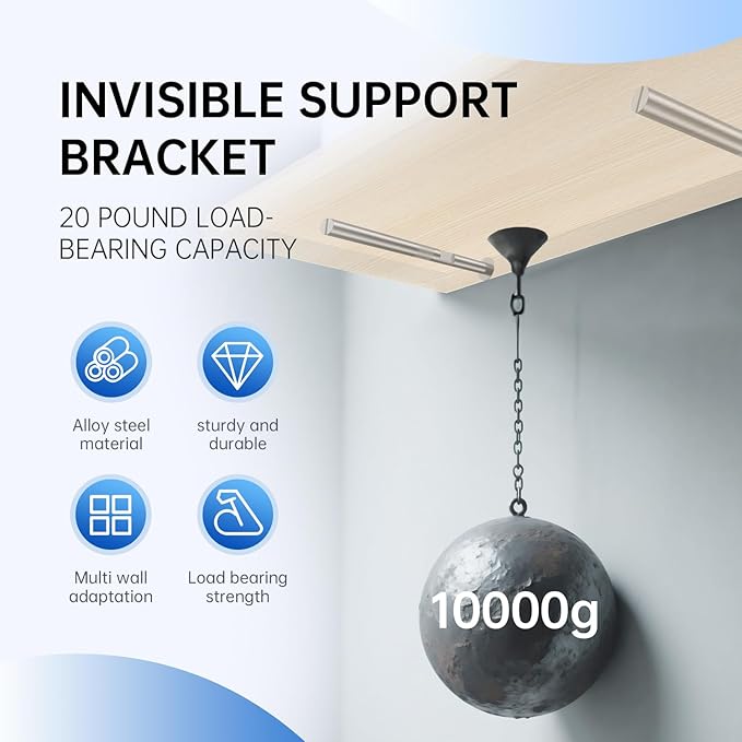 Duoduolaili-Floating Shelf Invisible Support Bracket (12 pcs) - Silver Hidden Brackets for Floating Wood Shelves–Blind Shelf Supports-Great Invisible Support for Thin Shelf–Shelving Mounting Hardware