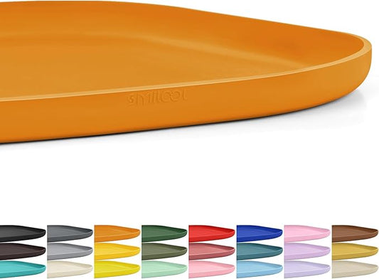 SMILOOL Silicone Pet Feeding Mat with Raised Edge for Food and Water, Dog Bowl Mats, Cat Bowls Placemat with High Lip for Floor Waterproof, Rubber Tray for Cats and Dogs 12 x 12 x 0.7 Orange
