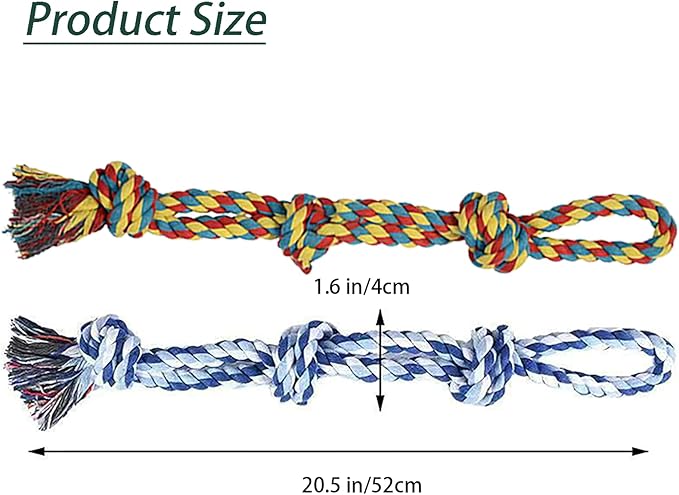 2-Pack 21" Natural Fiber Dog Rope Toy - Twisted Chew for Strong Chewers, Interactive Fetch Fun with Textured Knots