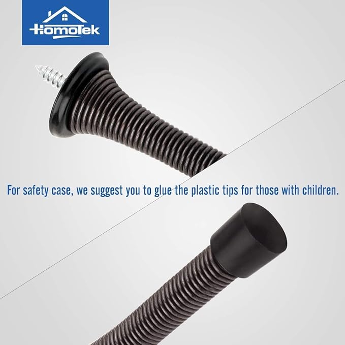 HOMOTEK 40 Pack Oil Rubbed Bronze Spring Door Stops,3-1/8” Heavy Duty Door Stop - Flexible Spring Door Stopper with Low Mounted Black Rubber Bumper Tips