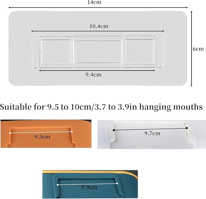 6 PCS Adhesive Toothbrush Holder Wall Mounted Sticky Pads, Strongly Traceless Adhesive Hook, Adhesive Mounted Hooks with No Drilling for 3.7 to 3.9 in Hanging Mouths