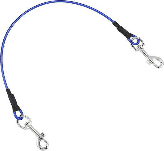 Mogoko Pet Dog Car Seat Belt Restraint, Coated Stainless Steel Chew Proof Dog Vehicle Safety Tether Cable, Double Clip No-Chew Pet Car Leash Lead-16 Inch