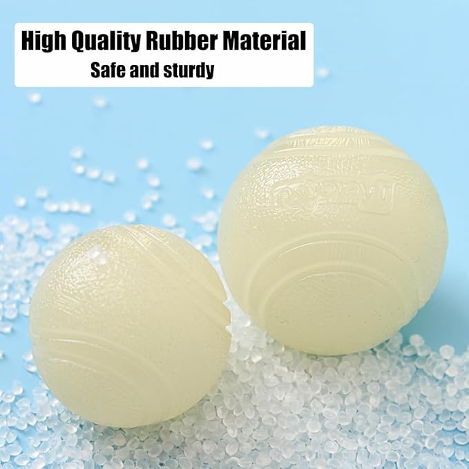 2 PCS Glowing Fetch Ball for Dogs - Rubber Toy Water Ball, High Bounce Training Chew Resistant for 60+ Lbs Belgian Malinois - Gifts (7CM)