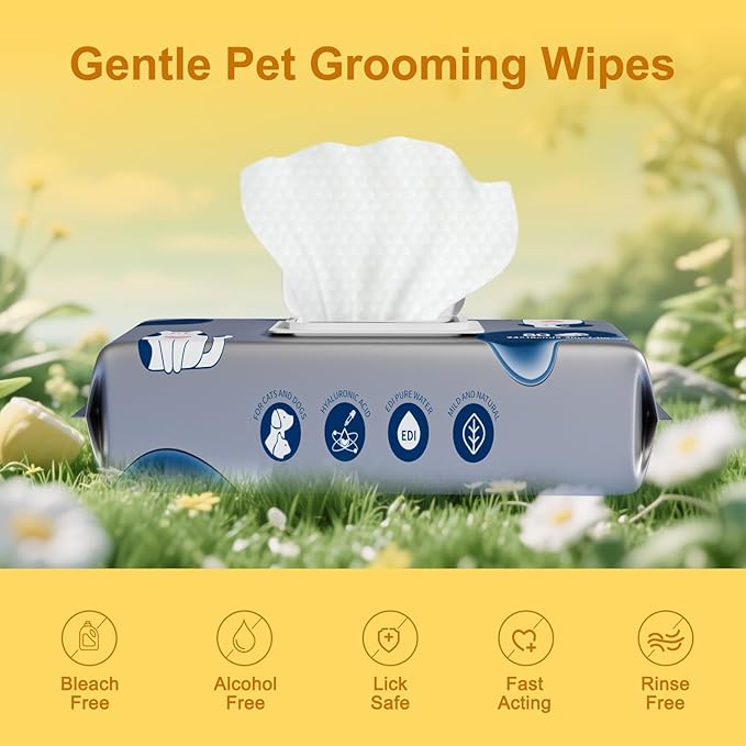 MIOSSZI 260 Pcs Pet Cleaning Wipes Kit for Dogs & Cats Daily Cleaning Paws, Face Tear Stain & Full Body & Sensitive Skin, Gentle & Unscented, Hypoallergenic Ingredients Extra Thick Pet Grooming Wipes