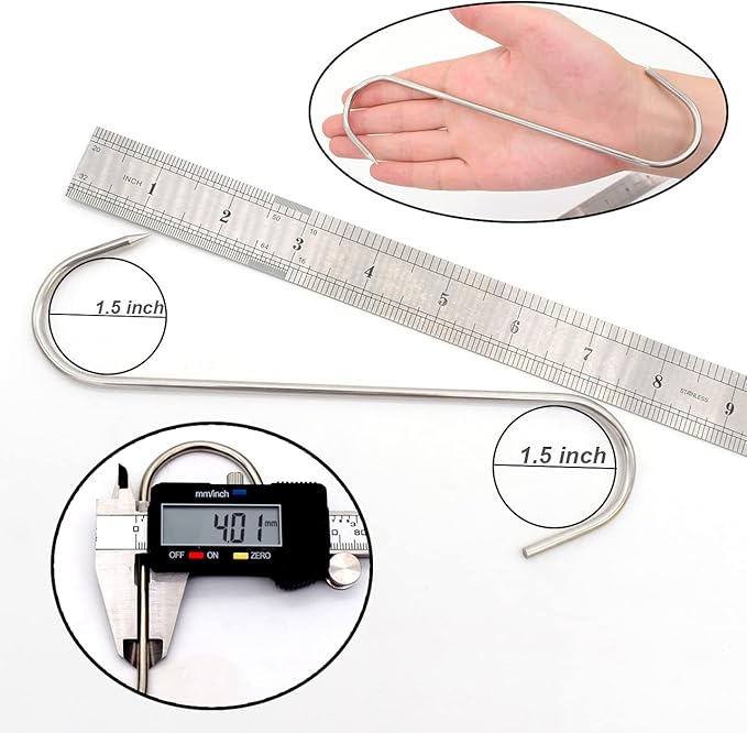 8 Inch 4mm Meat Hooks S-Hook Stainless Steel Meat Processing Butcher Hook Pot Hooks (8 Inch)