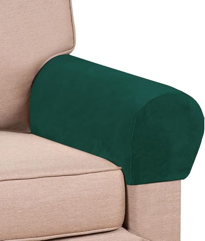 Soft Sofa Armrest Covers, Skin-Friendly Stretch Polyester Armrest Covers, Comfortable Scratch Resistant Sofa Armrest Cover for Square Armrest/Curved Armrest/Reclining Armrest, One Pair,Teal